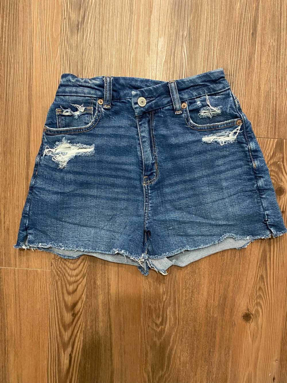 American Eagle Outfitters Distressed Blue Denim Shorts